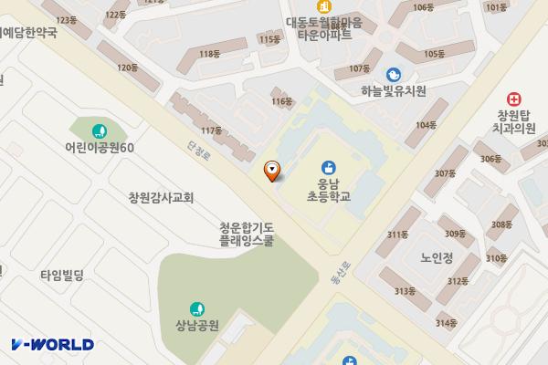 창원 웅남초등학교 위치 지도 — 경상남도 창원시 성산구 단정로 75