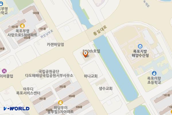 목포 티파니에서아침을 위치 지도 — 전남광주통합특별시 목포시 평화로140번길 24