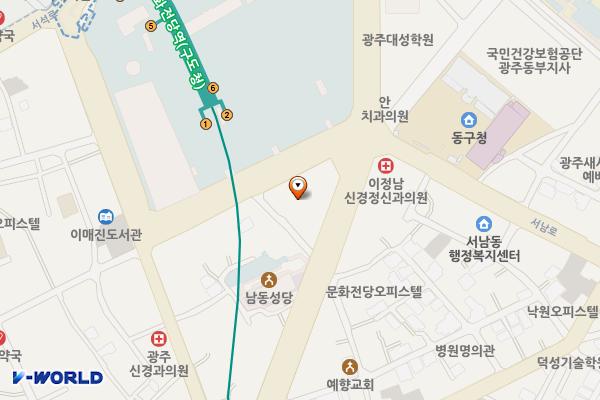 서석동 고운 디아르떼 오피스텔 위치 지도 — 전남광주통합특별시 동구 문화전당로26번길 12