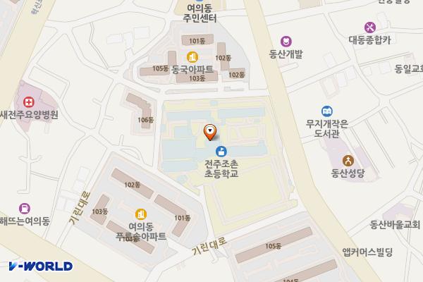 전북 조촌초등학교 위치 지도 — 전북특별자치도 전주시 덕진구 쪽구름로 39