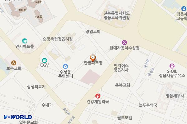 만월파크모텔 위치 지도 — 전북특별자치도 정읍시 서성길 14-5