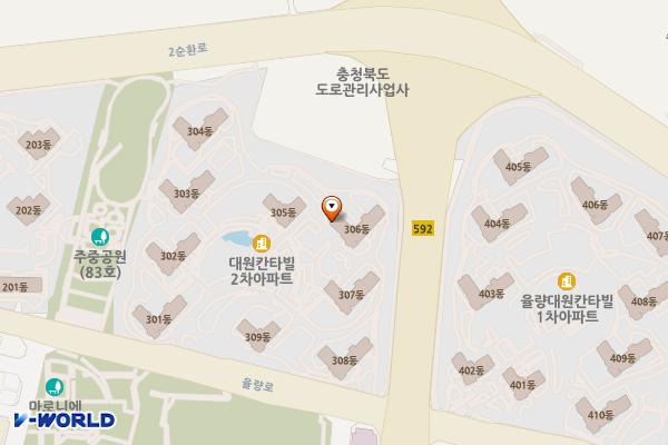 대원칸타빌2차아파트 위치 지도 — 충청북도 청주시 청원구 율량로 77