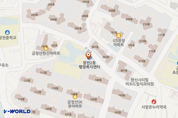부산금정 장전2동행정복지센터 위치 지도 — 부산광역시 금정구 소정로 19
