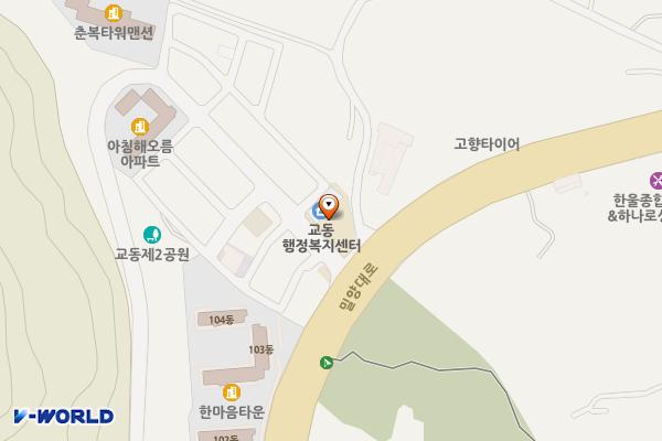 밀양시 교동복지센터 위치 지도 — 경상남도 밀양시 교동로 189