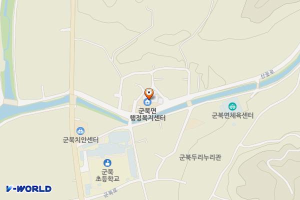 군북면행정복지센터 위치 지도 — 충청남도 금산군 군북면 산꽃로 17