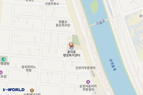 전남순천 풍덕동주민센터 위치 지도 — 전남광주통합특별시 순천시 풍덕1길 40