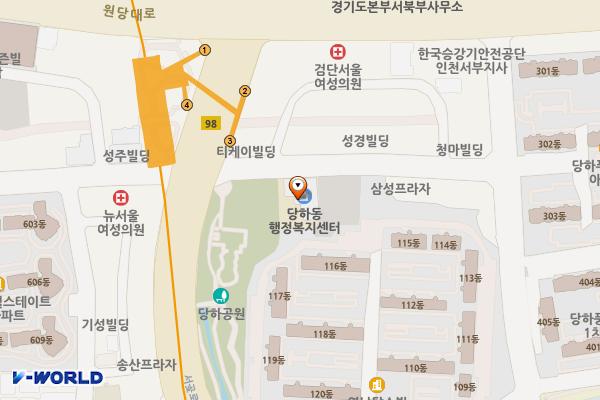 인천서구 당하동행정복지센터 위치 지도 — 인천광역시 검단구 청마로167번길 19