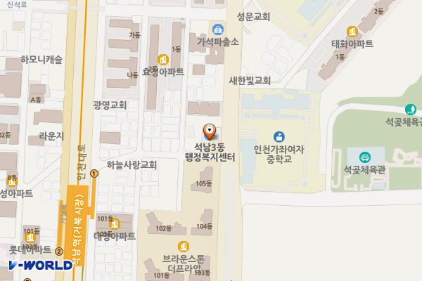 석남3동주민센터 위치 지도 — 인천광역시 서해구 서달로 107