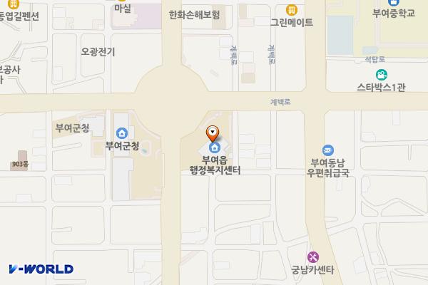 부여읍사무소 위치 지도 — 충청남도 부여군 부여읍 사비로 36