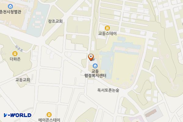 강원춘천 교동행정복지센터 위치 지도 — 강원특별자치도 춘천시 교동길 19