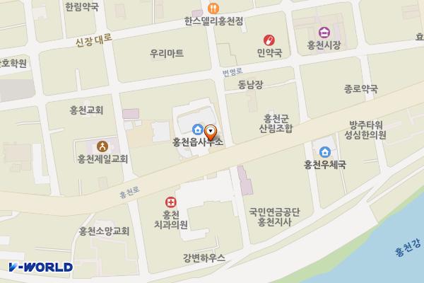 강원홍천 홍천읍행정복지센터 위치 지도 — 강원특별자치도 홍천군 홍천읍 홍천로 351