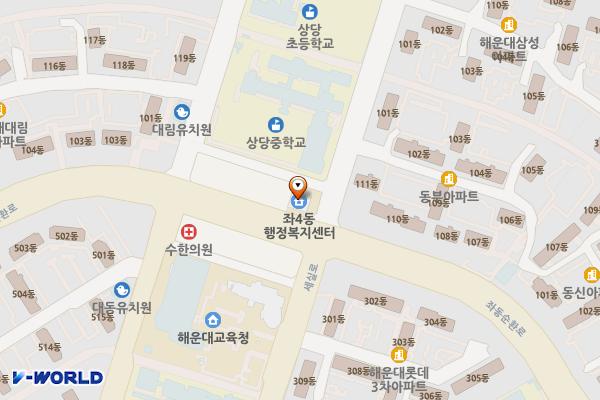 부산해운대 좌4동행정복지센터 위치 지도 — 부산광역시 해운대구 좌동순환로 183