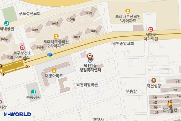 덕천1동행정복지센터 위치 지도 — 부산광역시 북구 만덕대로102번가길 11