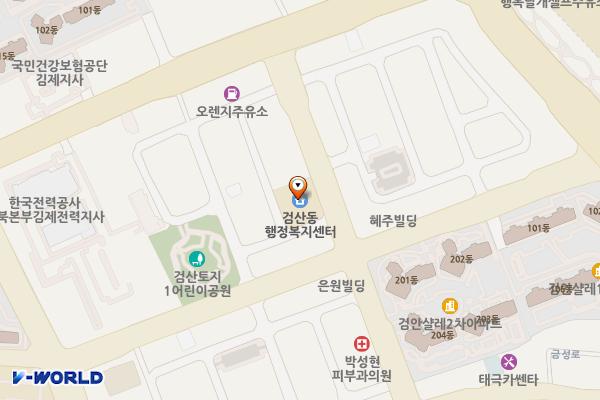 전북김제 검산동행정복지센터 위치 지도 — 전북특별자치도 김제시 검산택지길 34