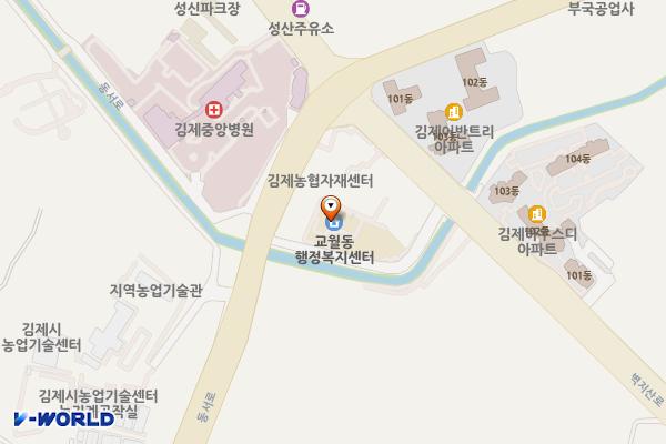 교월동 행정복지센터 위치 지도 — 전북특별자치도 김제시 벽지산로 215