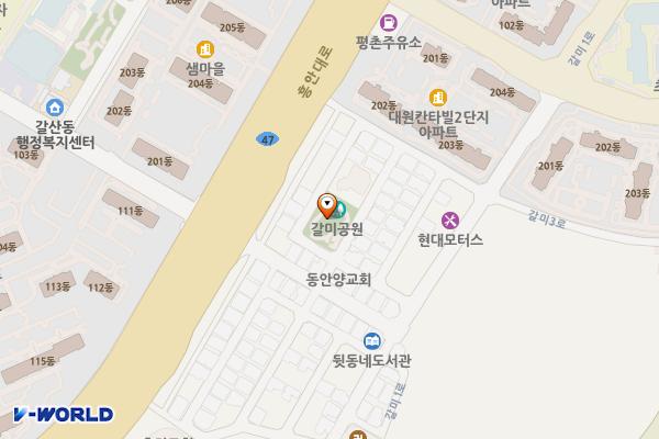 갈미어린이공원 공영주차장 위치 지도 — 경기도 의왕시 오리나무1길 13(내손동)