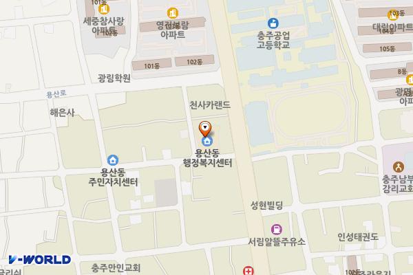 용산동행정복지센터 위치 지도 — 충청북도 충주시 거룡6길 35