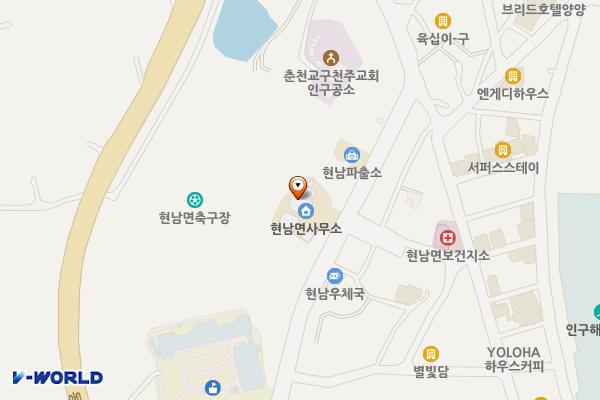 강원양양 현남면사무소 위치 지도 — 강원특별자치도 양양군 현남면 인구중앙길 45