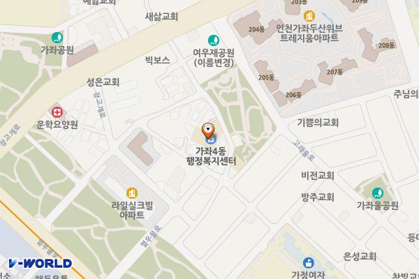 인천서구 가좌4동행정복지센터 위치 지도 — 인천광역시 서해구 장고개로280번길 14