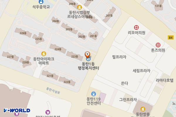 동탄1동 주민센터 위치 지도 — 경기도 화성시 동탄반석로 195