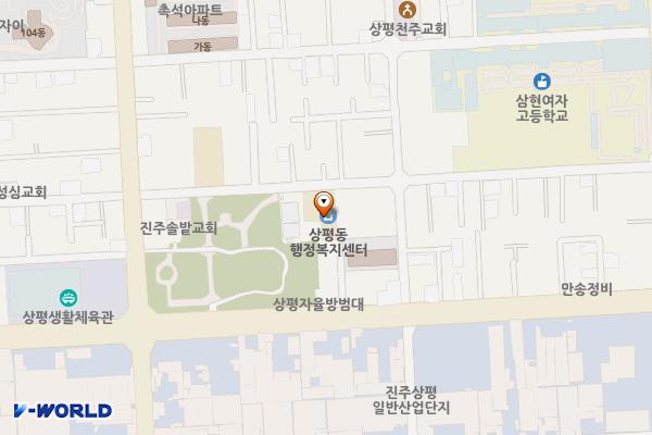 상평동행정복지센터 위치 지도 — 경상남도 진주시 솔밭로80번길 18