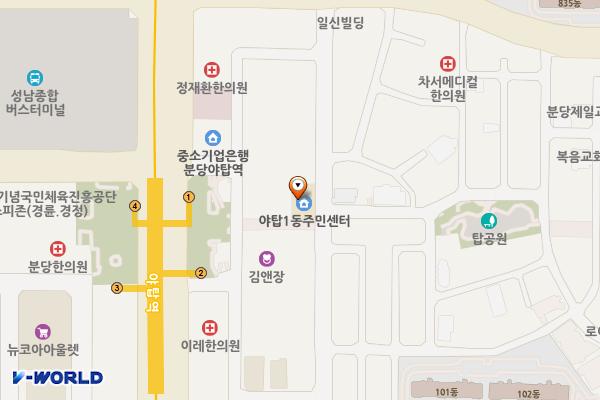 경기성남 야탑1동행정복지센터 위치 지도 — 경기도 성남시 분당구 장미로86번길 18