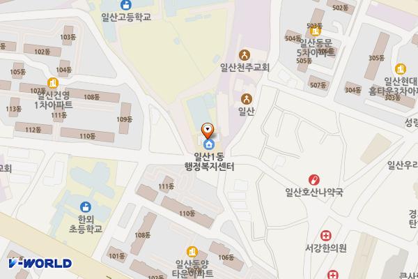 일산1동 행정복지센터 위치 지도 — 경기도 고양시 일산서구 원일로 55