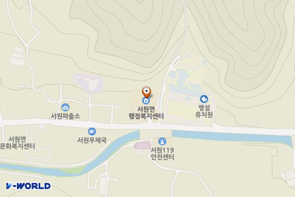 서원면사무소 위치 지도 — 강원특별자치도 횡성군 서원면 서원로 161