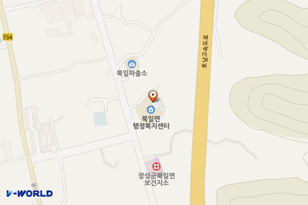 장성군 북일면행정복지센터 위치 지도 — 전남광주통합특별시 장성군 북일면 북부1길 2
