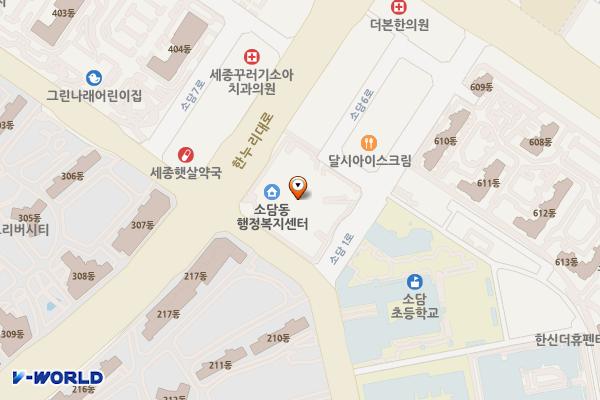 소담동주민센터 위치 지도 — 세종특별자치시 한누리대로 2023