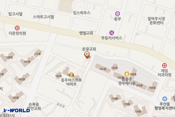 광주 중흥3동행정복지센터 위치 지도 — 전남광주통합특별시 북구 서방로40번길 12