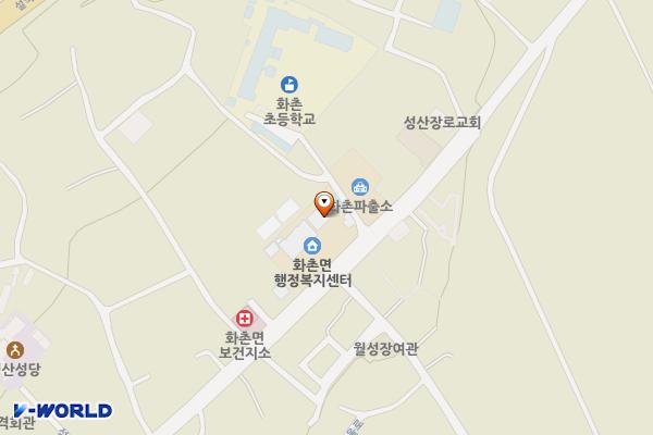강원홍천 화촌면사무소 위치 지도 — 강원특별자치도 홍천군 화촌면 성산로 143