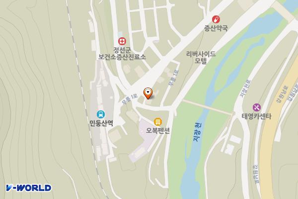 강원정선 아일랜드모텔 위치 지도 — 강원특별자치도 정선군 남면 무릉1로 119-2