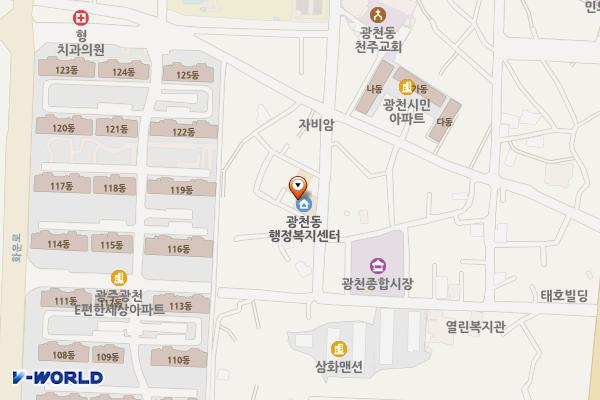 광천동주민센터 위치 지도 — 전남광주통합특별시 서구 광천2길 9
