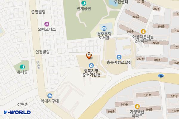 충북대학교G테크벤쳐센터 위치 지도 — 충청북도 청주시 흥덕구 가로수로 1251