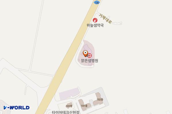 경남거제 맑은샘병원 위치 지도 — 경상남도 거제시 연초면 거제대로 4477