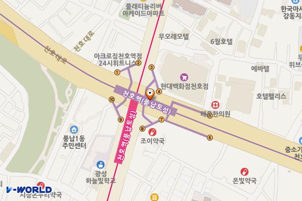 서울시 천호역공영주차장(급속) 위치 지도 — 서울특별시 강동구 천호대로 지하 997