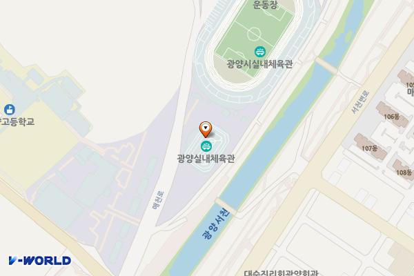 광양시 실내체육관 위치 지도 — 전남광주통합특별시 광양시 광양읍 매천로 695-20