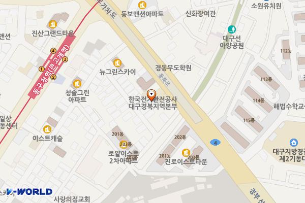 전기안전공사 대구경북지역본부2 위치 지도 — 대구광역시 동구 동북로 446