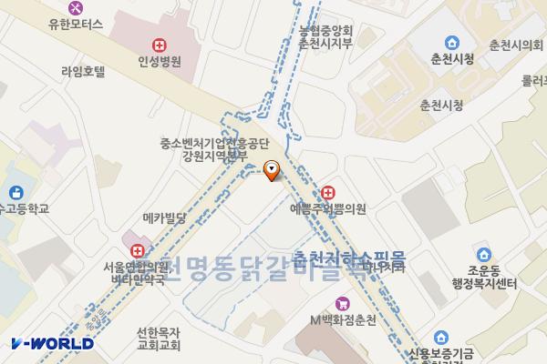 춘천시 후평동688 공영주차장 위치 지도 — 강원특별자치도 춘천시 중앙로 1