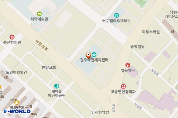 강원원주 국민체육센터 위치 지도 — 강원특별자치도 원주시 남원로 551