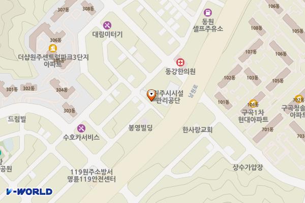 강원원주 원주시시설관리공단 청사 위치 지도 — 강원특별자치도 원주시 남원로 487