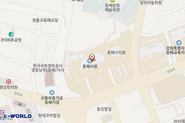 강원동해 동해시청 위치 지도 — 강원특별자치도 동해시 천곡로 77