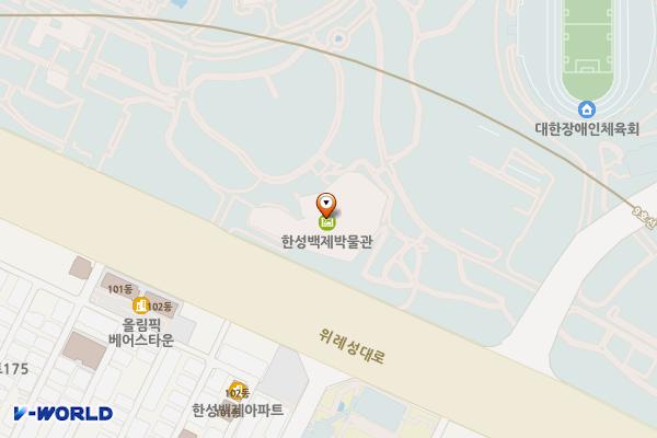 서울송파 한성백제박물관(급속) 위치 지도 — 서울특별시 송파구 위례성대로 71