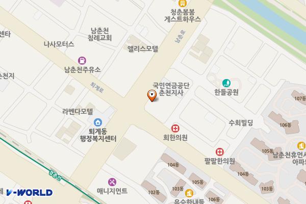 강원춘천 강원전문건설회관 위치 지도 — 강원특별자치도 춘천시 퇴계로 89