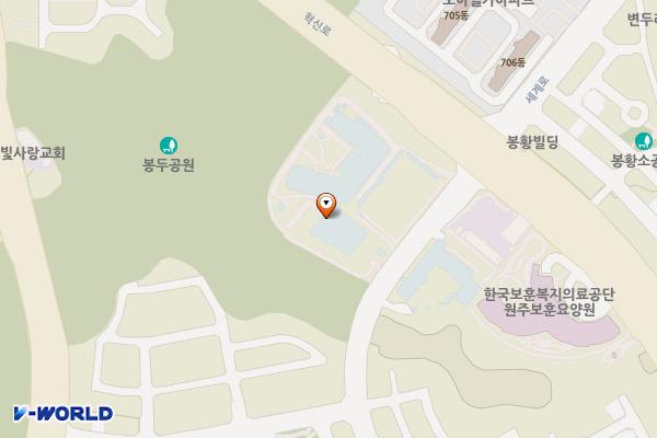 강원원주 버들중학교 위치 지도 — 강원특별자치도 원주시 세계로 87