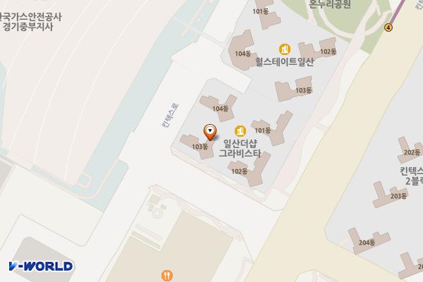 경기고양 힐스테이트일산오피스텔1 위치 지도 — 경기도 고양시 일산서구 킨텍스로 217-21