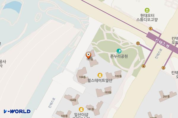 경기고양 힐스테이트일산오피스텔2 위치 지도 — 경기도 고양시 일산서구 킨텍스로 217-21