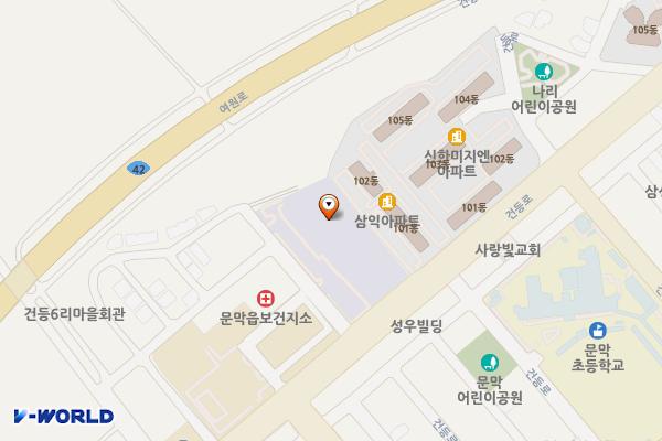 강원원주 원주시농민문화체육센터 위치 지도 — 강원특별자치도 원주시 문막읍 건등로 21