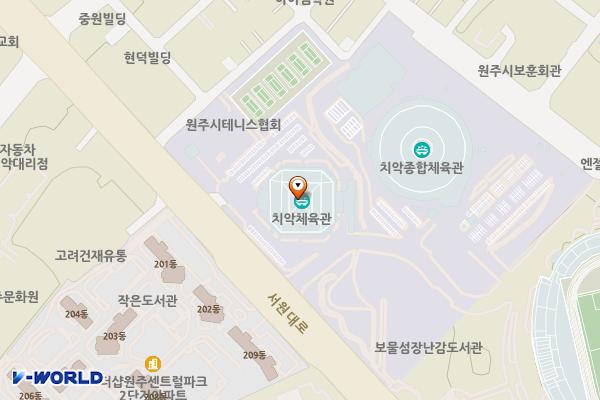 강원원주 치악체육관 위치 지도 — 강원특별자치도 원주시 서원대로 279